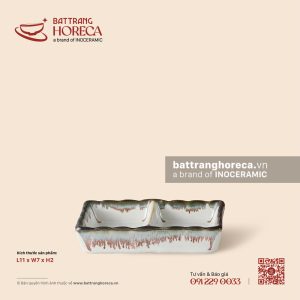 Bát (đĩa) gia vị chữ nhật 2 ngăn 11 x 7cm - Bạch Diêm