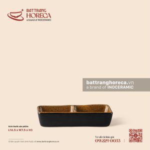 Bát (đĩa) gia vị chữ nhật 2 ngăn 14.5 x 7.5cm