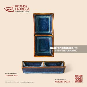 Bát (đĩa) gia vị chữ nhật 2 ngăn 15 x 7cm - Lam Vân