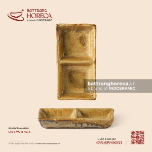 Bát (đĩa) gia vị chữ nhật 2 ngăn 15 x 7cm - Kim Sa