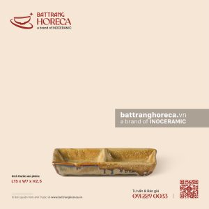 Bát (đĩa) gia vị chữ nhật 2 ngăn 15 x 7cm - Kim Sa