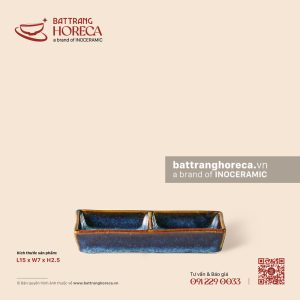Bát (đĩa) gia vị chữ nhật 2 ngăn 15 x 7cm - Lam Vân