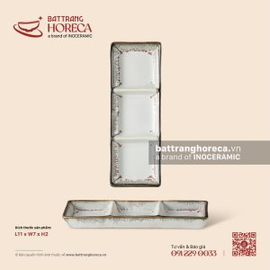 Bát (đĩa) gia vị chữ nhật 3 ngăn 18 x 6cm - Bạch Diêm