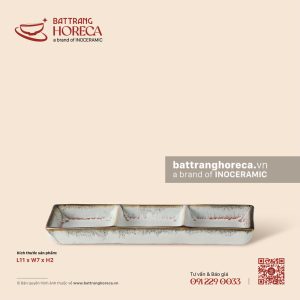 Bát (đĩa) gia vị chữ nhật 3 ngăn 18 x 6cm - Bạch Diêm