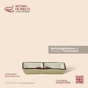 Bát (đĩa) gia vị chữ nhật hai (2) ngăn 12.5 x 6.5cm - Yên Hồng