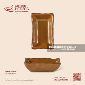 Bát (đĩa) gia vị chữ nhật lượn 10 x 6cm - Cam Mộc