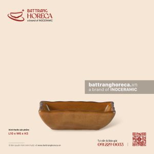 Bát (đĩa) gia vị chữ nhật lượn 10 x 6cm - Cam Mộc