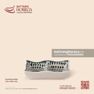 Bát (đĩa) gia vị chữ nhật lượn 2 ngăn 10 x 8cm - Loang