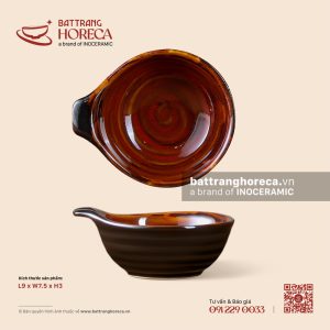 Bát (đĩa) gia vị chuôi 9 x 7.5cm - Nâu Trầm
