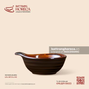 Bát (đĩa) gia vị chuôi 9 x 7.5cm - Nâu Trầm