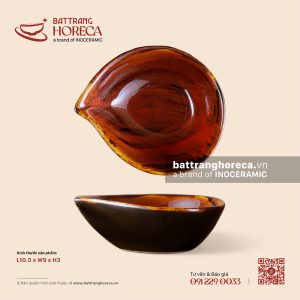 Bát (đĩa) gia vị dáng quả đào 10.5 x 9cm - Nâu Trầm