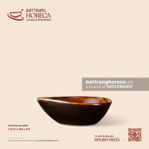 Bát (đĩa) gia vị dáng quả đào 10.5 x 9cm - Nâu Trầm