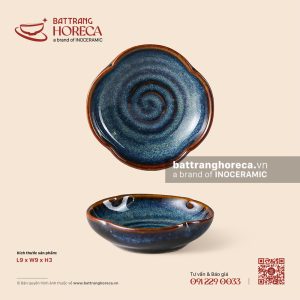 Bát (đĩa) gia vị muối hoa 4 cánh 9cm - Lam Vân