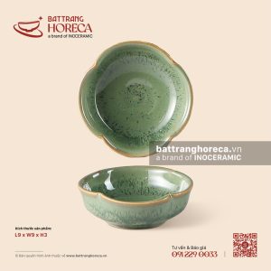 Bát (đĩa) gia vị muối hoa 4 cánh cao 9cm - Bích Diệp - Men hoả biến