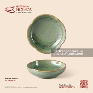 Bát (đĩa) gia vị muối hoa 4 cánh thấp 9cm - Bích Diệp - Men hoả biến
