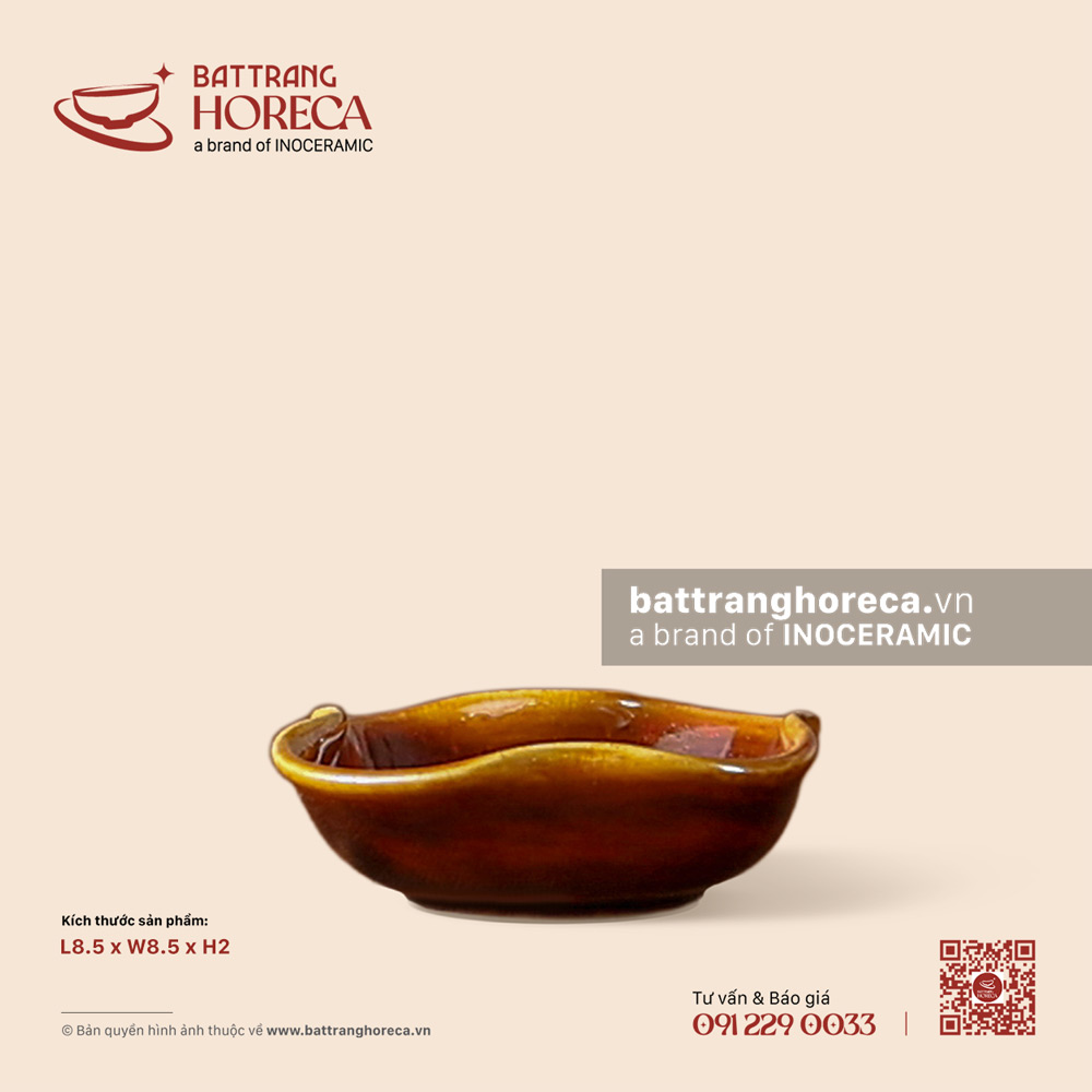 Bát (đĩa) gia vị muối hoa 8.5cm - Nâu Trầm - Bát Tràng Horeca Bát (đĩa) gia vị muối hoa 8.5cm - Nâu Trầm