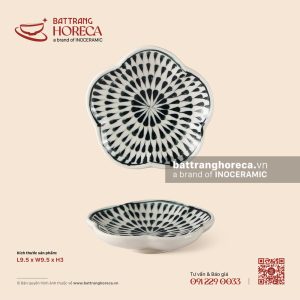 Bát (đĩa) gia vị muối hoa 9.5cm – Loang – Men ngà