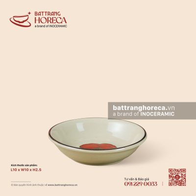 Bát (đĩa) gia vị muối tròn 10cm – Yên Hồng – Men ngà