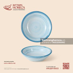 Bát (đĩa) gia vị muối tròn 9.5cm – Biển Xanh – Men hoả biến