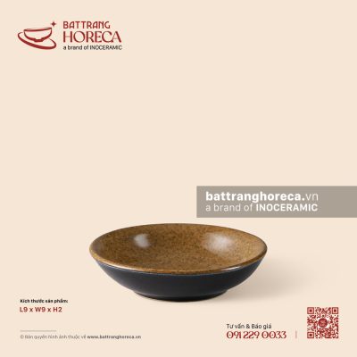 Bát (đĩa) gia vị muối tròn 9cm – Ô Thổ – Men tấm