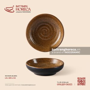 Bát (đĩa) gia vị muối tròn chân cao 9cm – Ô Thổ – Men tấm - Bát Tràng Horeca Bát (đĩa) gia vị muối tròn chân cao 9cm – Ô Thổ – Men tấm