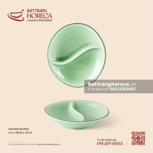 Bát (đĩa) gia vị oval 2 ngăn 11 x 10cm - Lục Băng