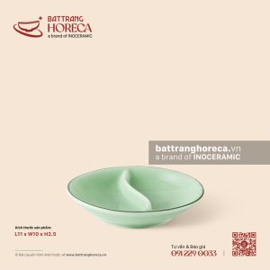 Bát (đĩa) gia vị oval 2 ngăn 11 x 10cm - Lục Băng