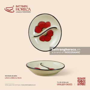 Bát (đĩa) gia vị oval hai (2) ngăn 10.5 x 9.5cm - Yên Hồng - Men ngà
