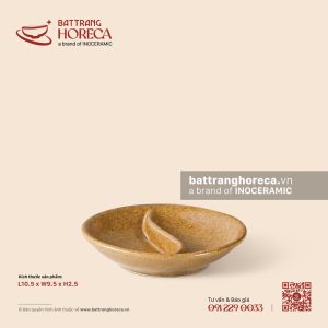 Bát (đĩa) gia vị oval hai (2) ngăn 10.5 x 9.5cm - Hoàng Sa