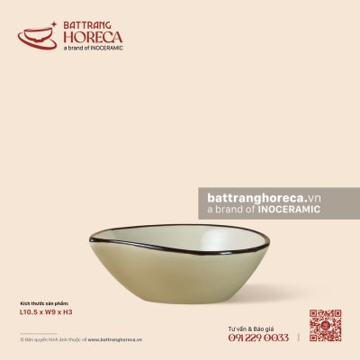 Bát (đĩa) gia vị quả đào 10.5 x 9cm – Yên Hồng – Men ngà