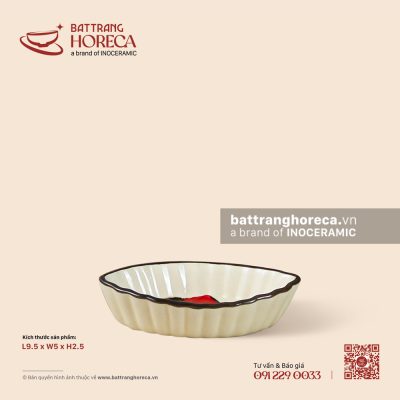 Bát (đĩa) gia vị thuyền 9.5 x 5cm – Yên Hồng – Men ngà