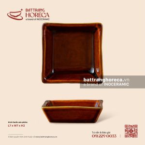 Bát (đĩa) gia vị vuông 7cm - Nâu Trầm