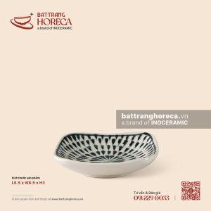 Bát (đĩa) gia vị vuông ảo 8.5cm - Loang