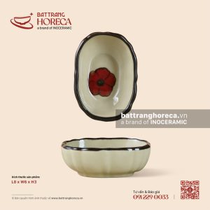 Bát (đĩa) gia vị xoài 8 x 6cm - Yên Hồng - Men ngà