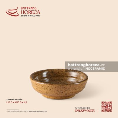 Bát hành 13.5cm – Ô Thổ – Men tấm