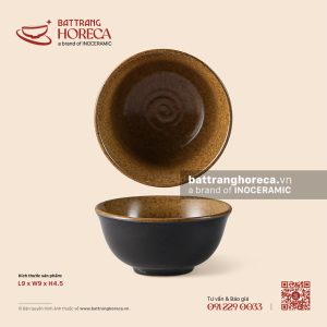 Bát mắm dáng loe 9cm – Ô Thổ – Men tấm
