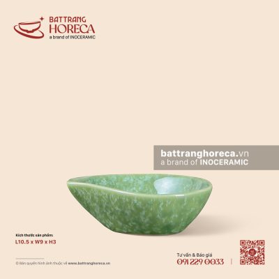 Bát quả đào 10.5 x 9cm – Lục Thạch – Men màu