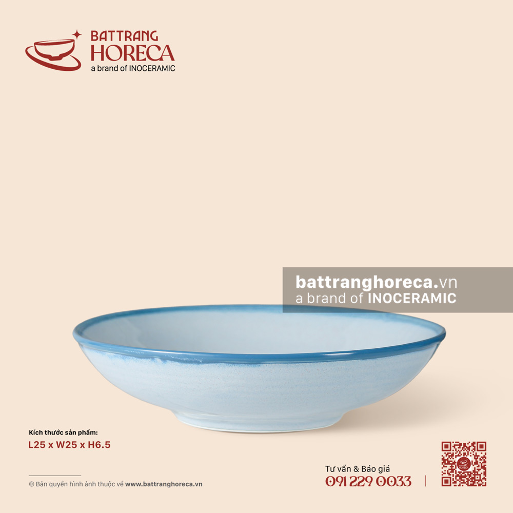 Bát salad 25cm - Biển Xanh - Bát Tràng Horeca Bát salad 25cm - Biển Xanh
