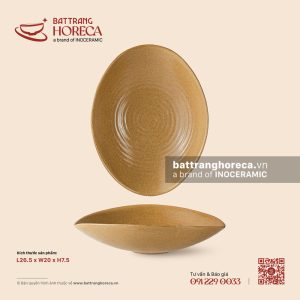 Bát salad thuyền 26.5 x 20cm – Hoàng Sa – Men tấm