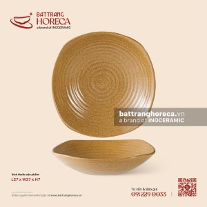 Bát salad vuông 27cm – Hoàng Sa – Men tấm