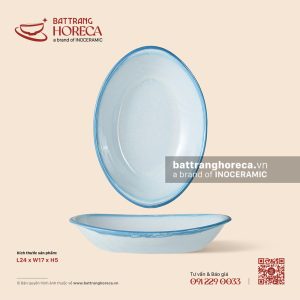Bát thuyền (oval sâu lòng) 24 x 17cm – Biển Xanh – Men hoả biến