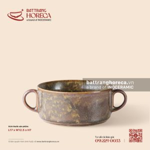 Bát trụ lùn hai tai 17 x 12.5cm - Thổ Viêm