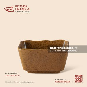 Bát vuông miệng lượn 13.5cm – Ô Thổ