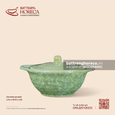 Bát yến 14 x 10cm – Lục Thạch – Men màu