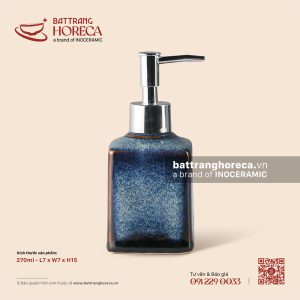 Bình đựng sữa tắm (dầu gội) vuông vòi nhựa mạ xi 270ml 6.5cm - Lam Vân
