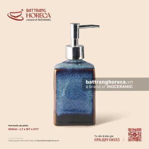 Bình đựng sữa tắm (dầu gội) vuông vòi nhựa mạ xi 450ml 7cm - Lam Vân