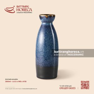 Bình (nậm) rượu sake kẻ miệng 380ml 4.5 x 6cm - Lam Vân