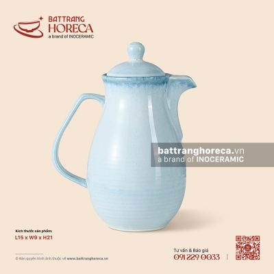 Bình nước cao 15 x 9cm – Biển Xanh – Men hoả biến