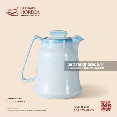 Bình nước thấp 15 x 9cm – Biển Xanh – Men hoả biến