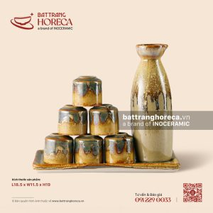 Bộ khay rượu sake 18.5 x 11.5cm - Kim Sa
